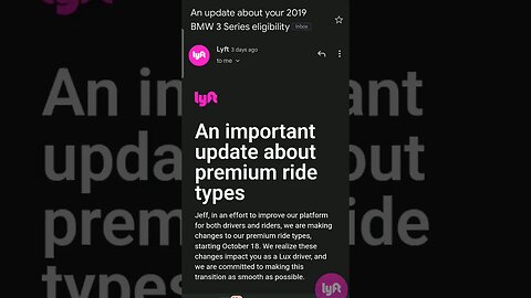 Lyft Lux policy change on BMW 3-Series | Extra Comfort
