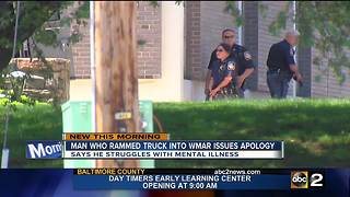 Man who rammed truck into WMAR issues apology