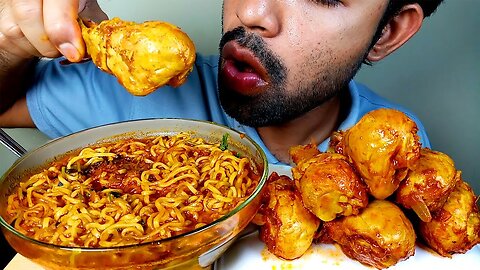 SPICY NODDLES AND CHICKEN LEGS EATING WITH NO SOUND