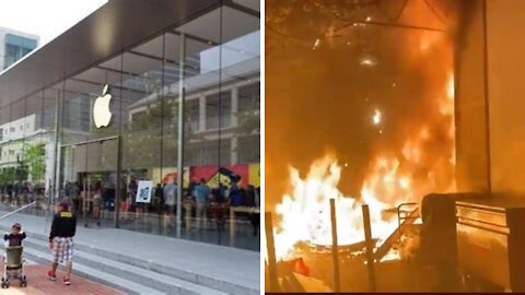 Antifa set the Apple store in Portland on fire