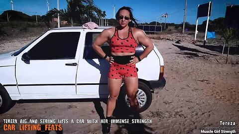 Tereza Big and Strong Lifts a Car – See Her Incredible Strength at www.strongwomancrushing.com