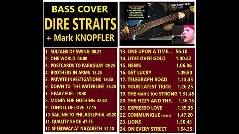 Bass cover DIRE STRAITS+Knopfler 24 songs _ Chords (links), Counter-clocks