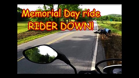 Honda CRF250, ZX10r, 600rr, Yamaha R6 CRASH Memorial day cruise. rider DOWN!