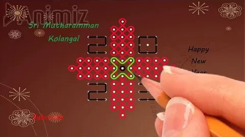 Happy New Year 13x1 புள்ளி கோலம் | 13x1 pulli kolam Pulli Kambi Kolam | Sri Mutharamman Kolangal