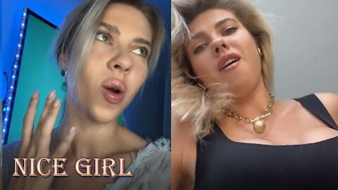 Girl moves sexually and sings along