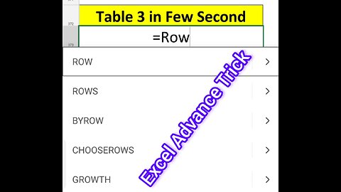 Row Function in Excel #Row