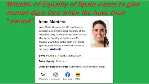 Spains Minister of Equality want paid leave for females "period"..#shorts.