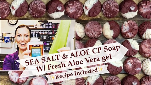 Making SEA SALT & ALOE Spa Bars w/ Fresh Aloe Vera gel + Recipe & How I Wrap Soap | Ellen Ruth Soap