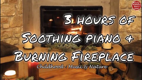 Soothing music with piano and fireplace sound for 3 hours, music for studying and focusing