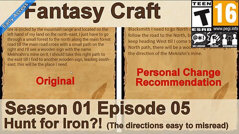 Fantasy Craft EA 2024 (Season 01 Episode 05) Hunt for Iron?! (The directions easy to misread)