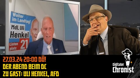 Aufzeichnung vom 27.03.24 20:00 DÜ! Der Abend beim DC Zu Gast: Uli Henkel, AfD