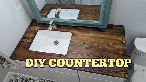 DIY 2x6 Wood Countertop Undermount Sink. #bathroom #construction #amos #undermount