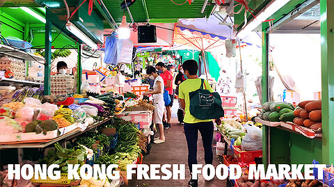 HONG KONG STREET/FOOD MARKET - IN GRAHAM STREET, CENTRAL, HONG KONG ISLAND