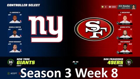 Madden Nfl 23 Giants Vs 49ers Simulation Franchise S3 W8