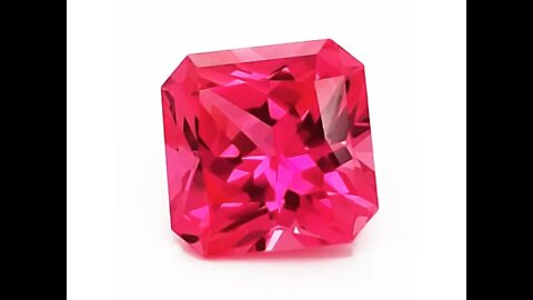 Chatham Created Square Radiant Padparadscha: square radiant lab grown padparadschas