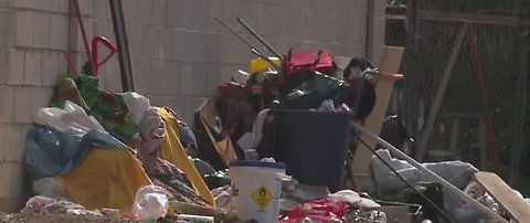 Homeless camp taking over pedestrian bridge in east Las Vegas