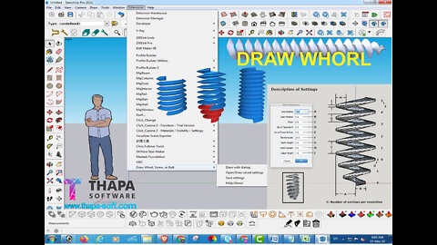 Draw Whorl Plugin For SketchUp - Modeling Threads Screw