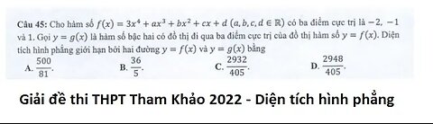 Giải đề thi tham khảo THPT 2022 - Câu 45: Cho hàm số f(x)=3x^4 + ax^3 + bx^2 + cx+d (a,b,c,d∈IR)