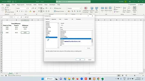 Calculate Time Difference in Excel