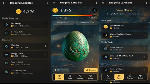 Dragonz Land | Tap The Dragon Egg To Earn Dragonz Gold | New Crypto Mining Bot On Telegram