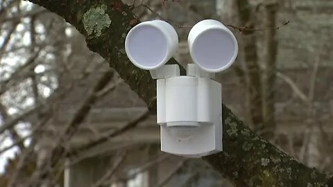 Battery Operated Motion Security Light mounted on a tree @fliproducts6134