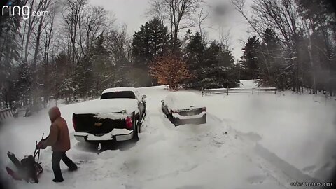 Snowblowing the first big snow of 2022 in New Hampshire