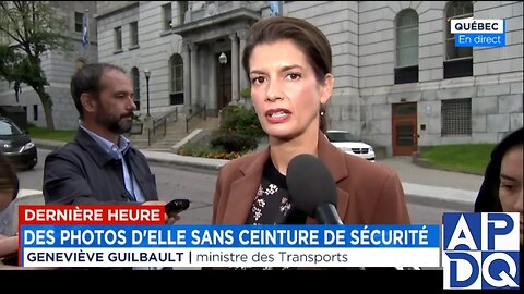 La ministre des Transports, Geneviève Guilbault s'excuse de ne pas porté sa ceinture de sécurité.