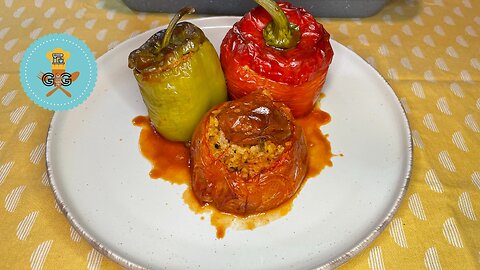 Gemista - Greek Traditional Stuffed Vegetables With Rice And Meat /