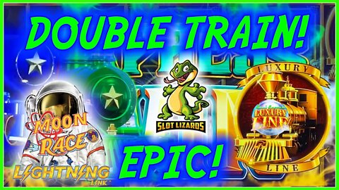 ACTION PACKED DOUBLE TRAIN JACKPOT HANDPAY! Lightning Link Moon Race VS Luxury Line 50 Lions