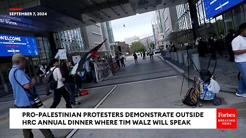 Pro-Palestinian Protesters Demonstrate Outside HRC Annual Dinner Where Tim Walz Gave A Speech