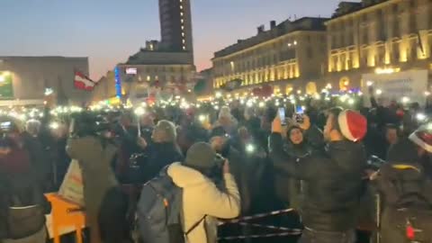 Turin, Italy Vaccine passport protest in Dec. 18 2021