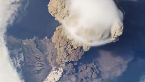 Nasa sarychev volcano eruption from international space station