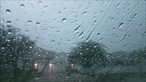 4K Rain Sound For Sleeping 30 Minutes Relaxing Raining On Car Glass Windows Thunder Sounds