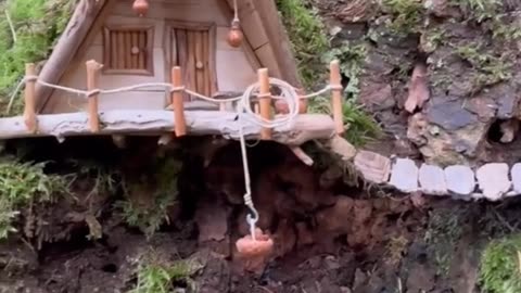 tree house in the woods - built with natural materials.