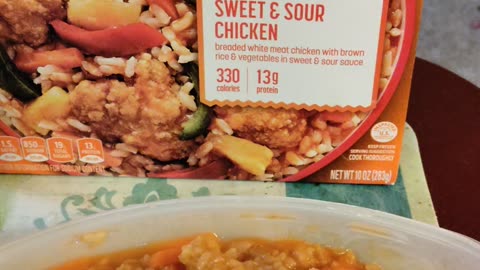 Eating Lean Cuisine Sweet & Sour Chicken, Dbn, MI, 10/17/23