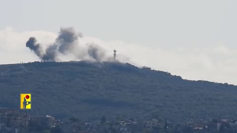 Hezbollah resistance forces targeting Israeli military site