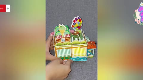 Modern Ice Cream House Paper Jigsaw Puzzle! Easy To Connect No Scissors, No Glue! Educational Toy