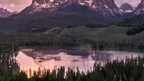 A sunrise storm over the Sawtooth Mountains.