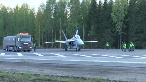 F-18D Hornet hot refueling on the highway