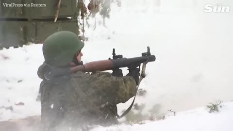 Russian soldiers undergo tactical training on snowy grounds In Belarus