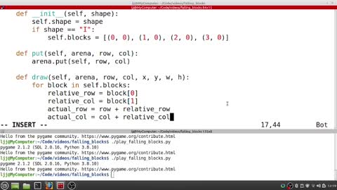 Python Tetris Part 5 (1st block)