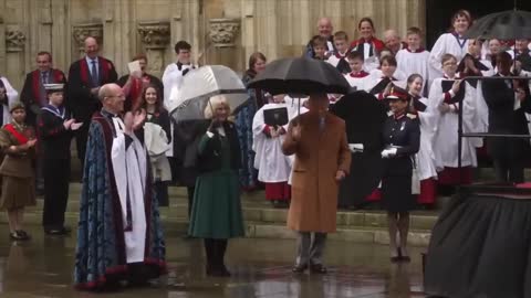 King Charles Bows to Statue of Late Queen Elizabeth