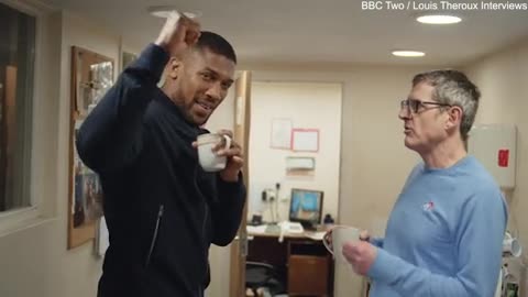 Anthony Joshua does a freestyle rap during Louis Theroux interview