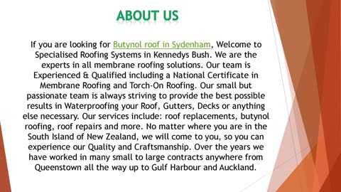 If you are looking for Butynol roof in Sydenham