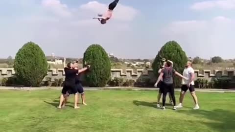 Acrobat Flew Through The Air