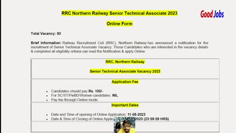 RRC Northern Railway Senior Technical Associate 2023 Post 93