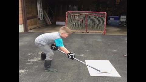 Hockey kid misses goal and shatters window