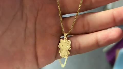 Solid Gold Rope Chain & Designer Cat Kids Setup