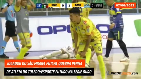 Jogador do São Miguel Futsal quebra a perna de atleta do Esporte Futuro/Toledo