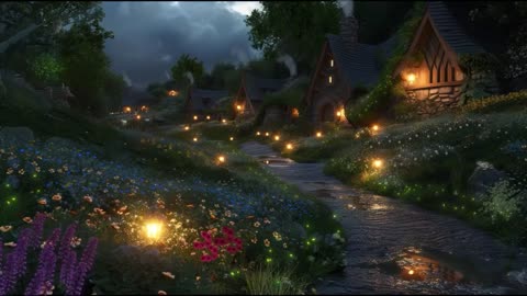 Hobbit Village Ambience🌙Night Time In The Shire, Nature Sounds